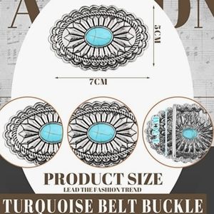 New Turqouise And Silver Belt Buckle Fits 1.5" Belt